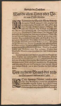 Von rechtem Brauch des rechten Sacraments/ und von dem Opffer.