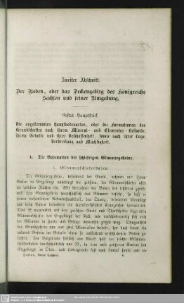 Zweiter Abschnitt. Der Boden, oder das Deckengebirg des Königreichs Sachsen und seiner Umgebung