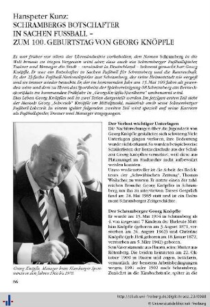 Schrambergs Botschafter in Sachen Fußball – zum 100. Geburtstag von Georg Knöpfle.