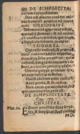 De Simplicitate. Cap. 72.