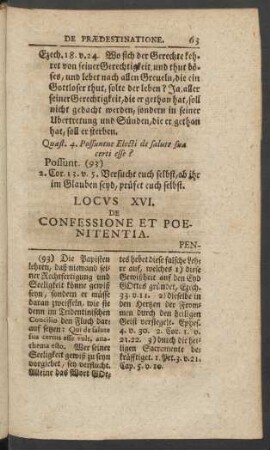 Locus XVI. De Confessione Et Poenitentia