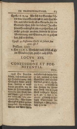 Locus XVI. De Confessione Et Poenitentia