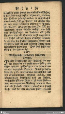 XXIV. Balsamische sonderlich fördernde Tropfen
