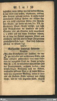 XXIV. Balsamische sonderlich fördernde Tropfen