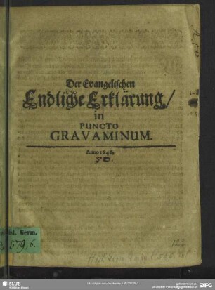 Der Evangelischen Endliche Erklärung, in Puncto Gravaminum