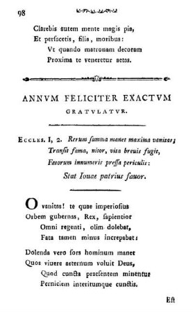 ANNVM FELICITER EXACTUM GRATVLATVR.