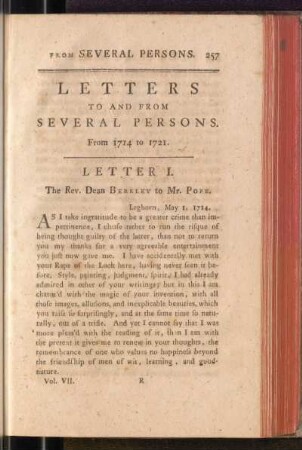 Letters To And From Several Persons. From 1714 to 1721