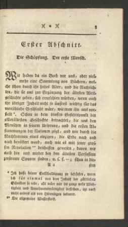 Erster Abschnitt. Die Schöpfung. Der erste Mensch