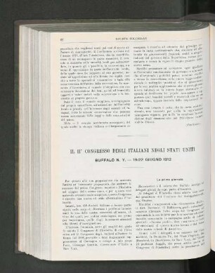 Il II° Congresso Degli Italiani Negli Stati Uniti.