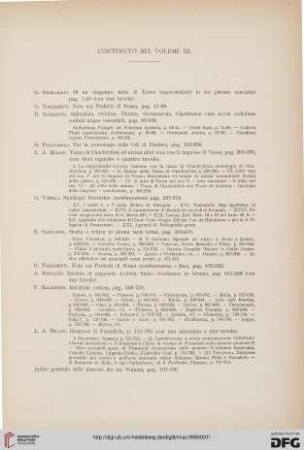 Contenuto del volume III