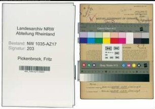 Entnazifizierung Fritz Pickenbrock , geb. 10.06.1908 (Steiger)
