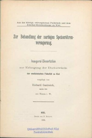 Zur Behandlung der narbigen Speiseröhrenverengerung
