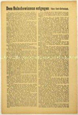Probolschewistisches Flugblatt in Form eines Gesprächs im Zuge der Wahl zur Nationalversammlung 1919