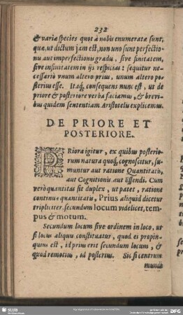 De Priore Et Posteriore
