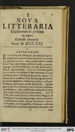 I. Kalendis Ianuariis