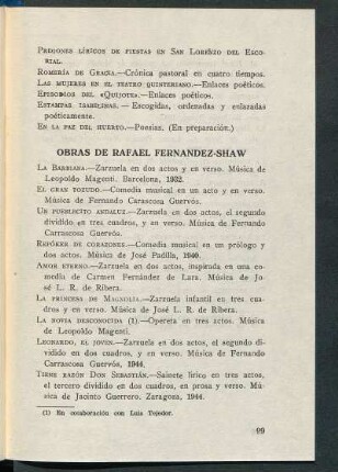 Obras de Rafael Fernández-Shaw