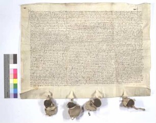 Vidimierte Abschrift des vertauschten Kaufbriefs des Grafen Conrad von Vaihingen von 1277 Dezmber 1.