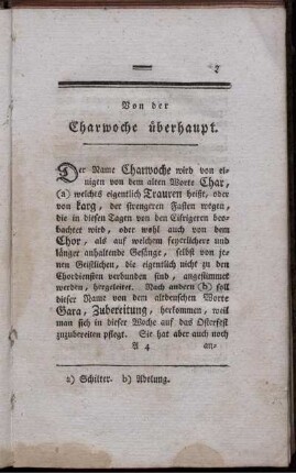 Von der Charwoche überhaupt