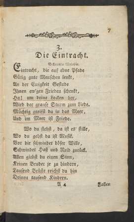 3. Die Eintracht. Bekannte Melodie.