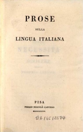 Opere di Giovanni Rosini, 4. Prose sulla lingua italiana
