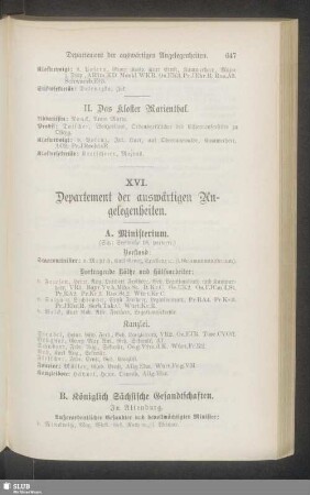 XVI. Departement der auswärtigen Angelegenheiten