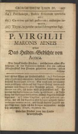 P. Virgilii Maronis Aeneis Oder Das Helden-Gedichte von Aenea