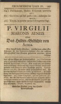 P. Virgilii Maronis Aeneis Oder Das Helden-Gedichte von Aenea