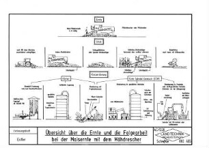 Übersicht über die Ernte und die Folgearbeit bei der Maisernte mit dem Mähdrescher