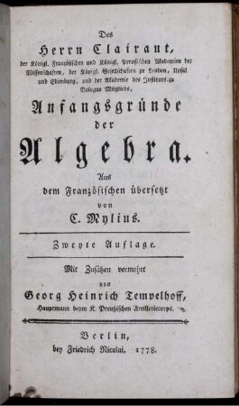 Anfangsgründe der Algebra