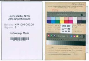 Entnazifizierung Maria Kollenberg , geb. 17.03.1896 (Hausmeisterin)