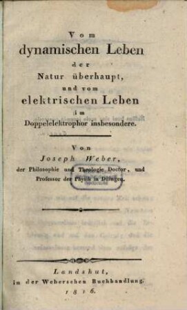 Vom dynamischen Leben der Natur