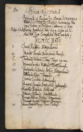 Sommerhalbjahr 1644. Rektorat Johann Ulrich Pregi(t)zer
