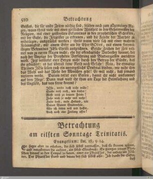 Betrachtung am eilften Sonntage Trinitatis.