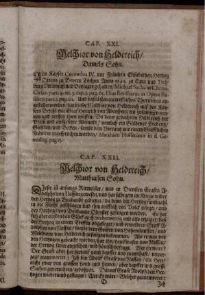 Cap. XXII. Melchior von Heldtreich/ Matthiassen Sohn