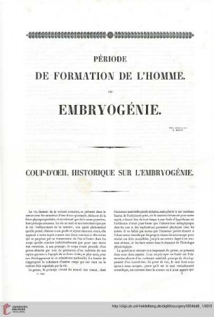 Coup-d'oeil historique sur l'embryogénie