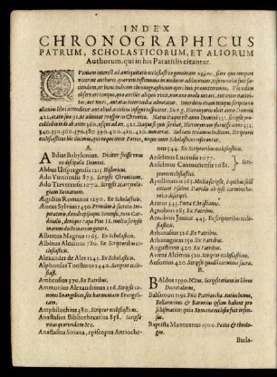 Index Chronographicus Patrum, Scholasticarum, Et Aliorum Authorum, qui in his Paratitlis citantur