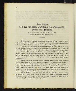 Bemerkungen über das fehlerhafte Tiefpflanzen der Topfgewächse, Bäume und Sträucher.