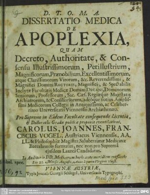 Dissertatio medica de apoplexia