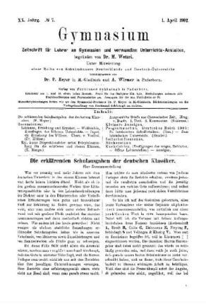 Die erklärenden Schulausgaben der deutschen Klassiker : eine Zusammenstellung