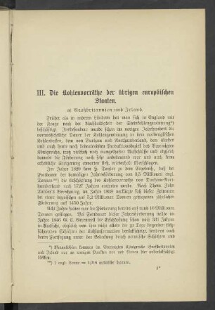 III. Die Kohlevorräthe der übrigen europäischen Staaten