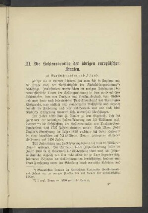 III. Die Kohlevorräthe der übrigen europäischen Staaten