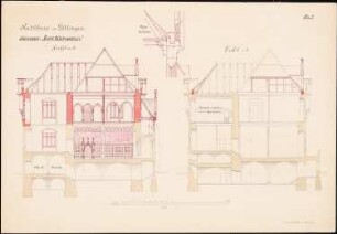 Rathaus, Göttingen: 2 Querschnitte 1:100