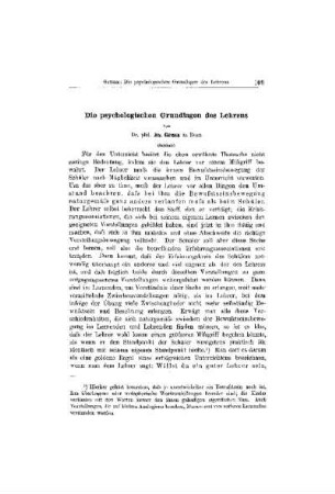 Die psychologischen Grundlage des Lehrens : (Schluß)