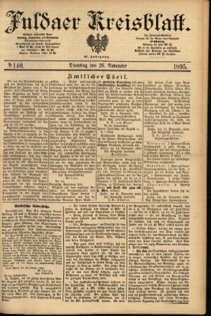 Erste Ausgabe vom Dienstag, den 26. November 1895.