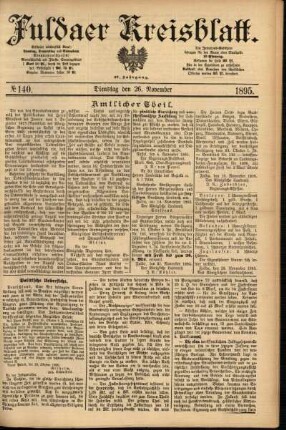 Erste Ausgabe vom Dienstag, den 26. November 1895.
