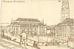 Fischer, Theodor; Bayreuth (Bayern); Rathaus (Umbau Infanteriekaserne) und Saalbau - Perspektive