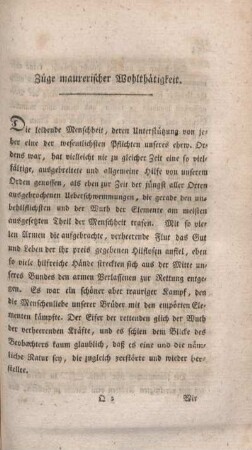 Züge maurerischer Wohlthätigkeit
