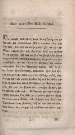 Züge maurerischer Wohlthätigkeit