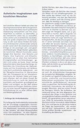 Ästhetische Imaginationen zum künstlichen Menschen