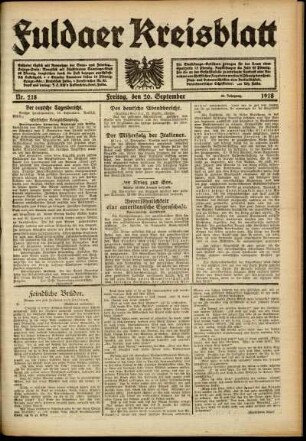 Ausgabe vom Freitag, den 20. September 1918.
